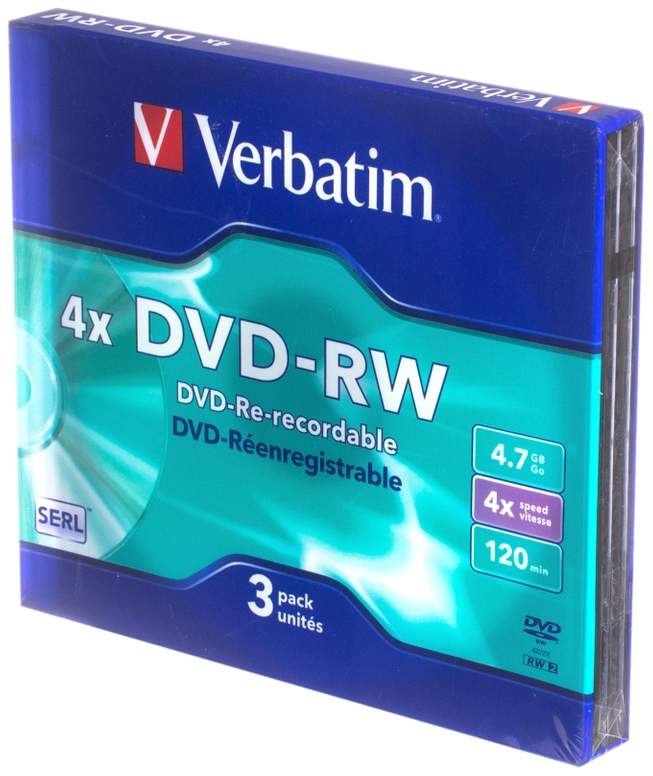 

Оптический диск DVD-RW VERBATIM 4.7Гб 4x, 5шт., jewel case 43285, Оптический диск DVD-RW VERBATIM 4.7Гб 4x, 5шт., jewel case [43285]