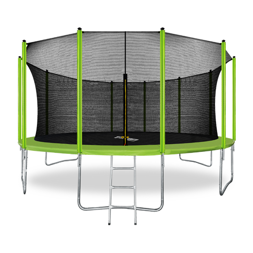 фото Arland батут 16ft с внутренней страховочной сеткой и лестницей light green