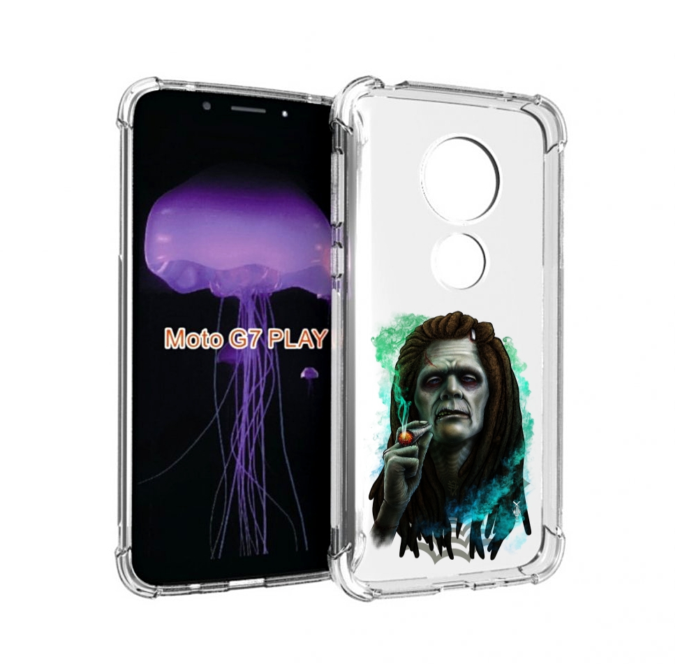 

Чехол MyPads зеленый мужчина с сигаретой для Motorola Moto G7 Play, Прозрачный, Tocco
