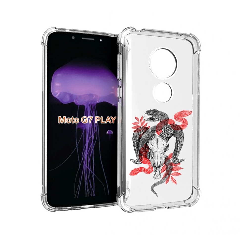 

Чехол MyPads змея в черепе рисунок для Motorola Moto G7 Play, Прозрачный, Tocco