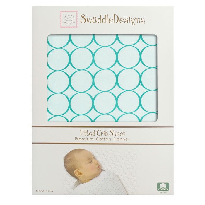 фото Детская простынь fitted crib sheet turquoise stripe 70x132 swaddledesigns