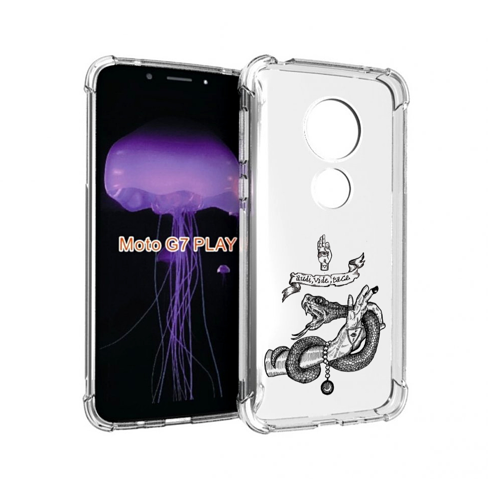 

Чехол MyPads змея на руке рисунок для Motorola Moto G7 Play, Прозрачный, Tocco
