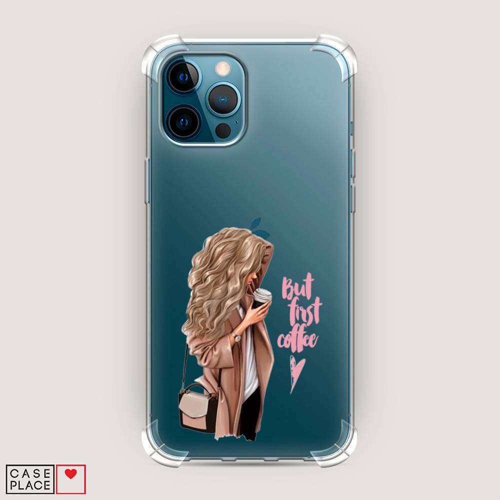 

Противоударный силиконовый чехол "Девушка с кофе" на Apple iPhone 12 Pro Max, Девушка с кофе