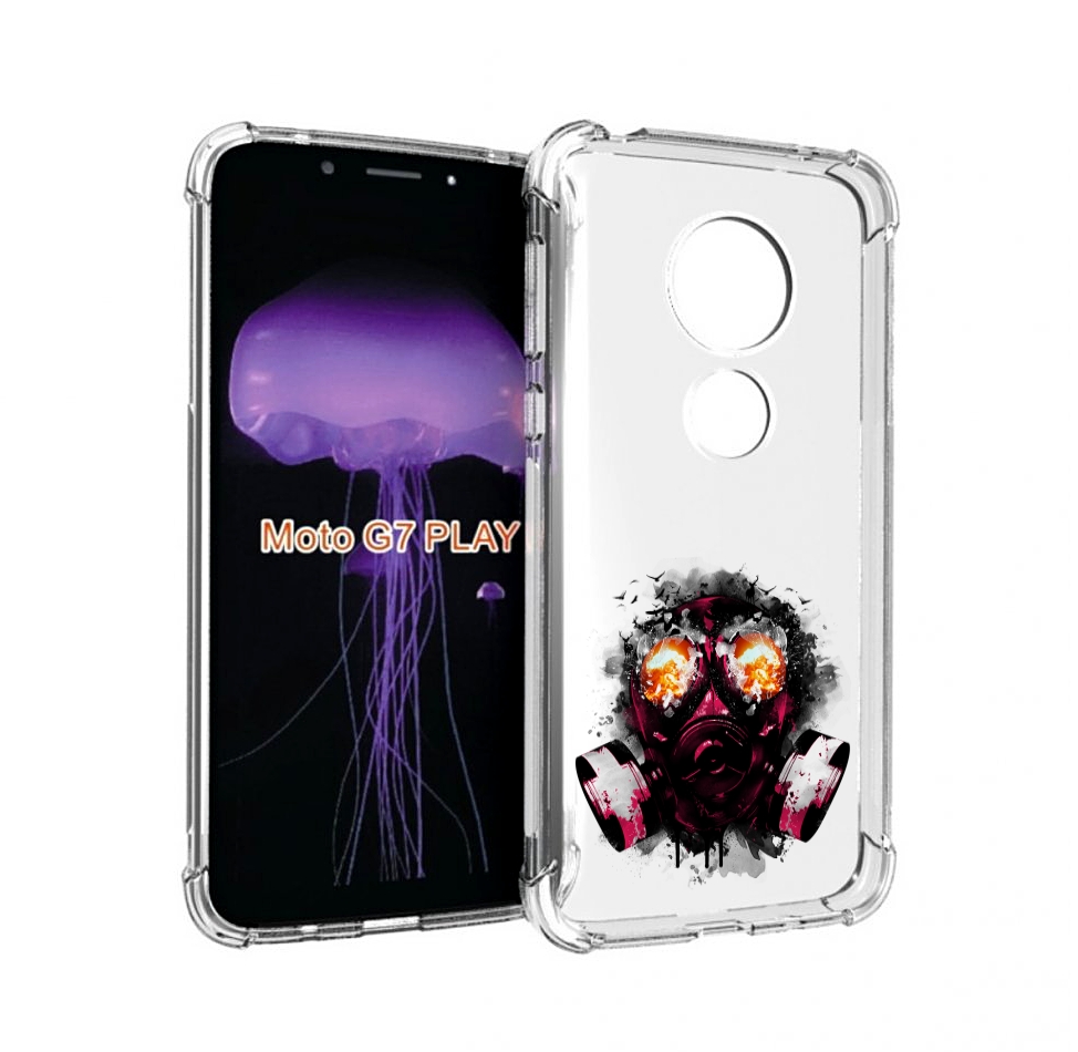 

Чехол MyPads красный противогаз для Motorola Moto G7 Play, Прозрачный, Tocco