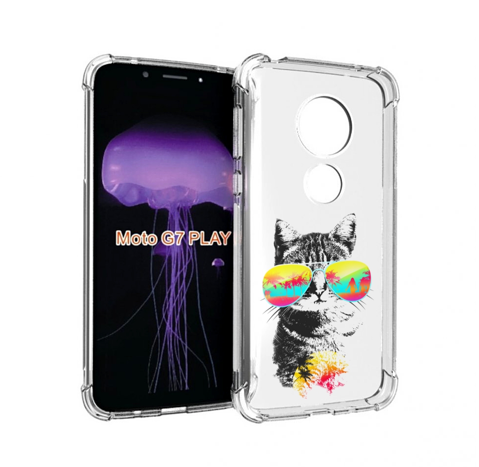 

Чехол MyPads крутой кот для Motorola Moto G7 Play, Прозрачный, Tocco