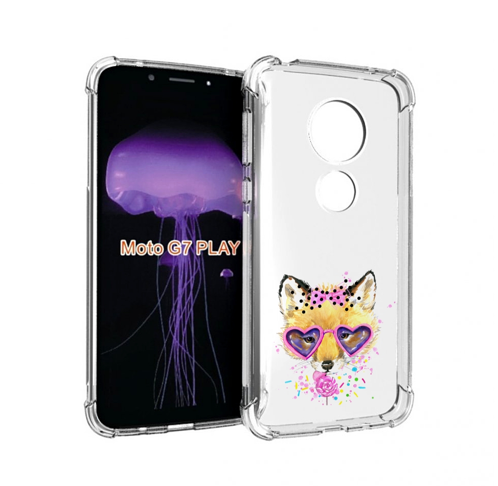 

Чехол MyPads лисенок с бантиком для Motorola Moto G7 Play, Прозрачный, Tocco