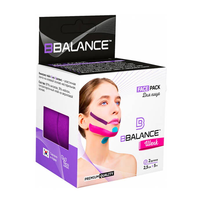 

Кинезиотейп BBTape Face Pack фиолетовый 2,5 см x 5 м, 2 рулона, Face Pack