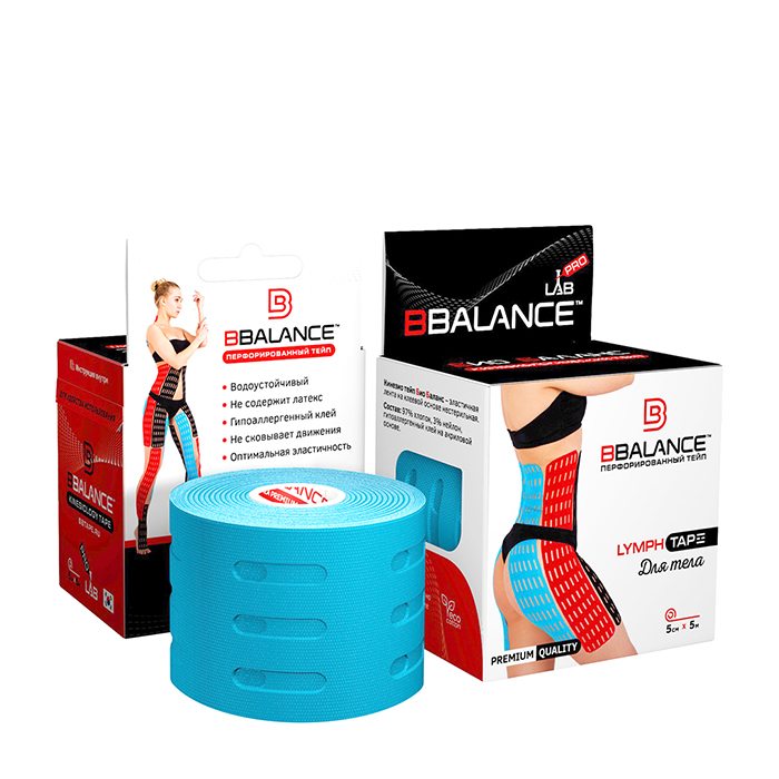 

Кинезиотейп BBTape Lymph Tape голубой 5 см x 5 м, Lymph Tape