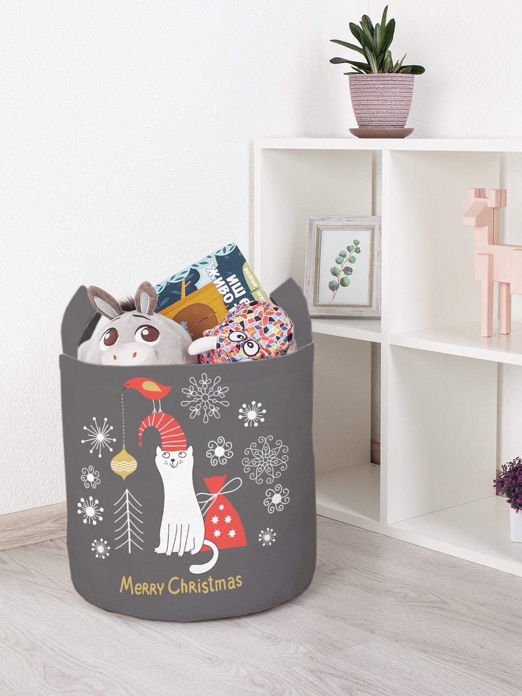 

Корзина для игрушек JoyArty 35x35 см toba_380795_S, Серый