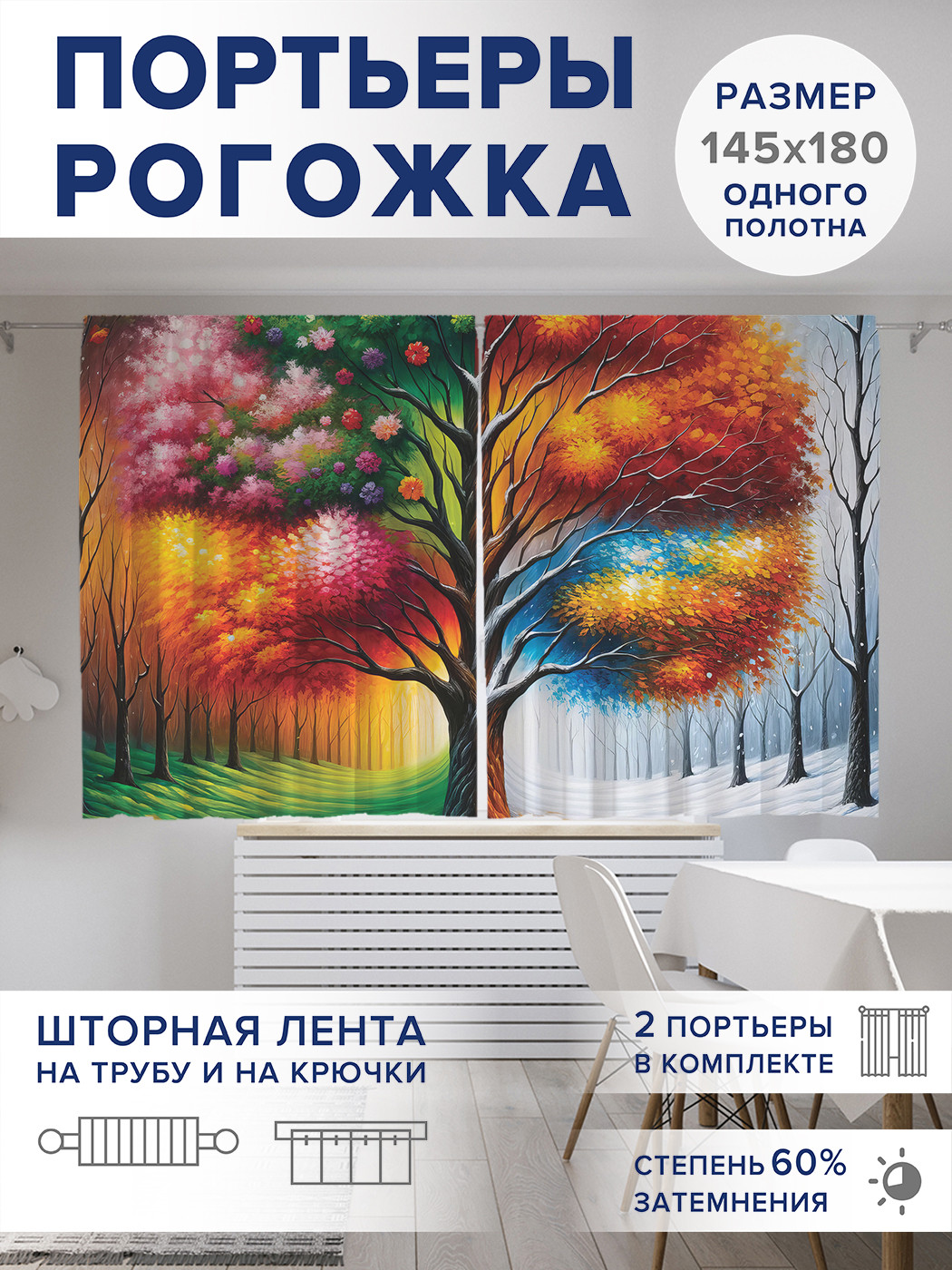

Фотошторы JoyArty Времена года оксфорд, pox_sd1699_145x180