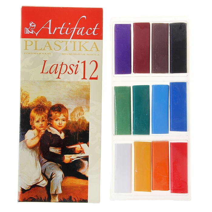 Пластика - полимерная глина набор LAPSI 12 классических цветов 240г Arti