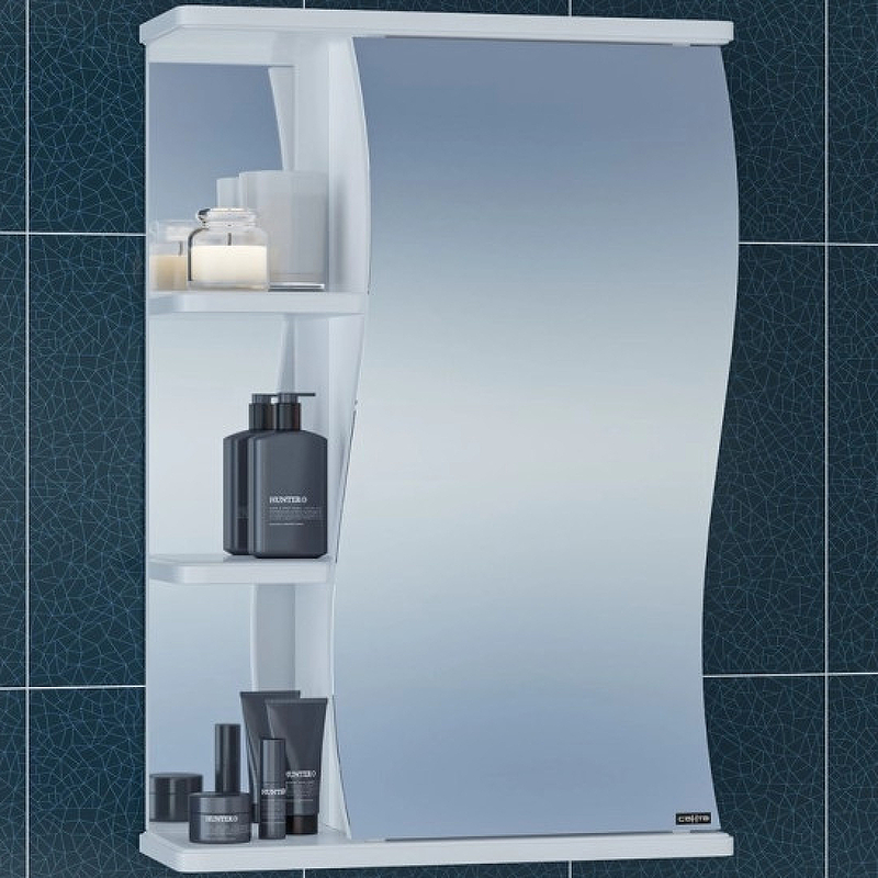 Зеркальный шкаф СанТа Волна 50 R 101006 Белый мебель для ванной санта стандарт сити 60 с зеркалом волна 60