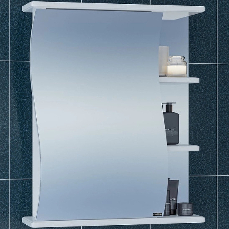Зеркальный шкаф СанТа Волна 60 L 101013 Белый мебель для ванной санта стандарт сити 60 с зеркалом волна 60