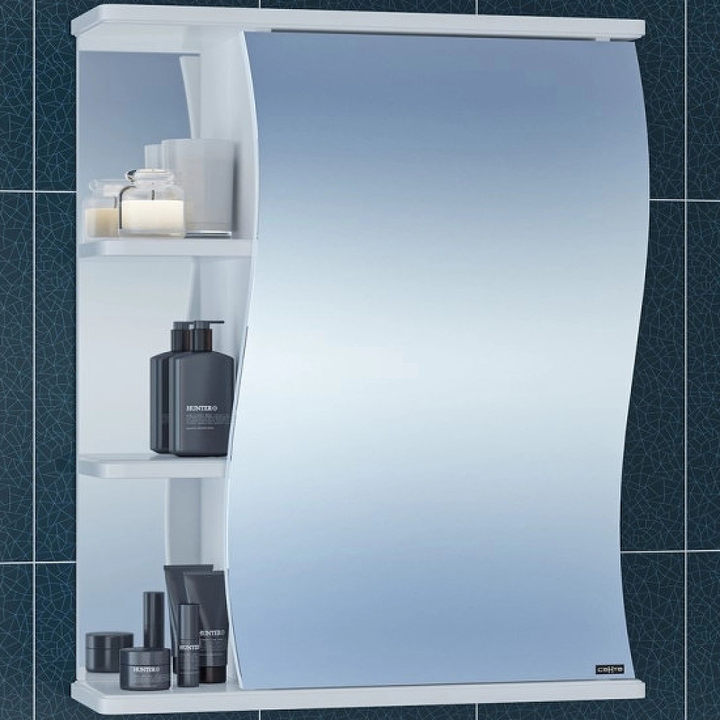 Зеркальный шкаф СанТа Волна 60 R 101014 Белый мебель для ванной санта стандарт сити 60 с зеркалом волна 60