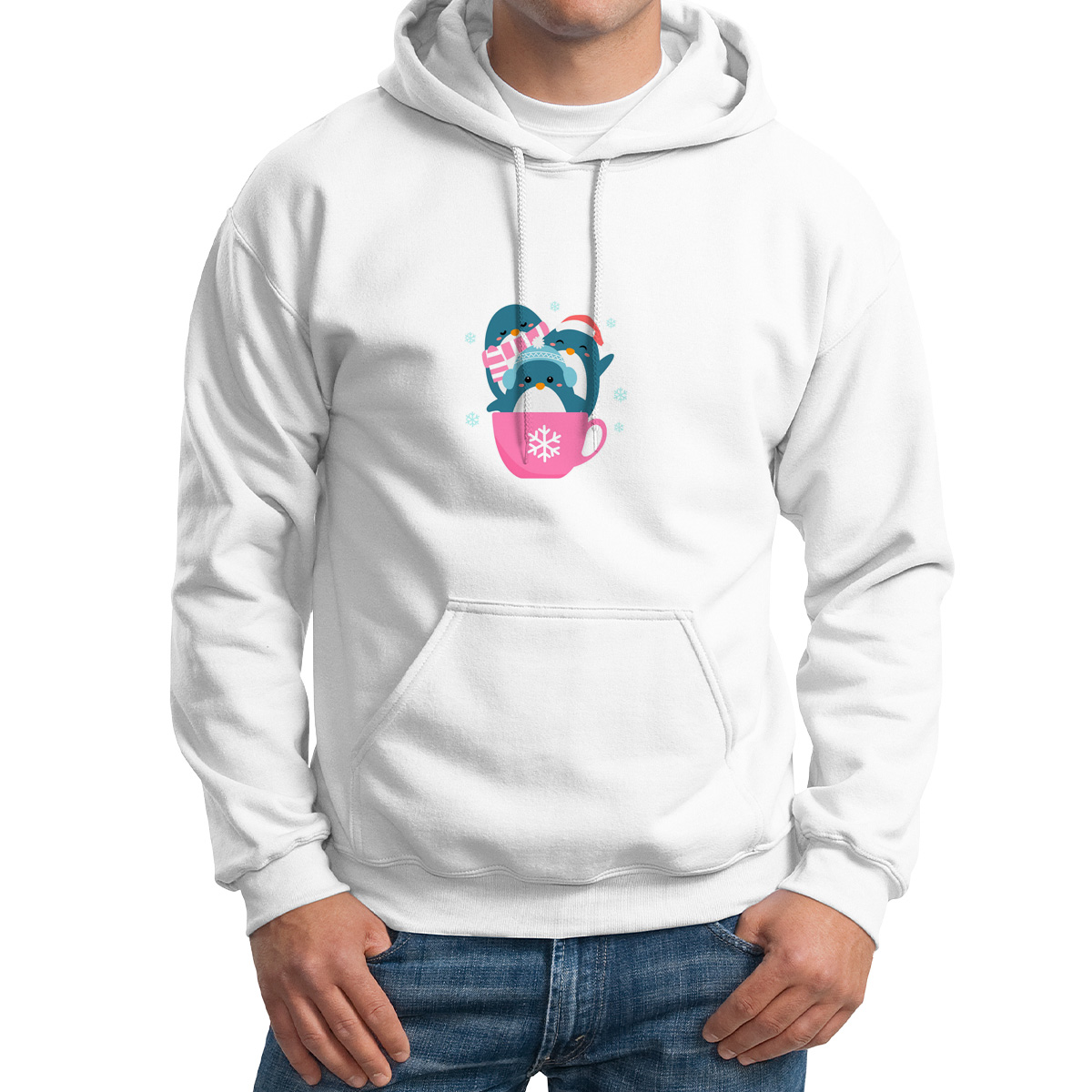

Худи унисекс CoolPodarok Дети. Три пингвина в чашке белое 54 RU, CX54M0541579