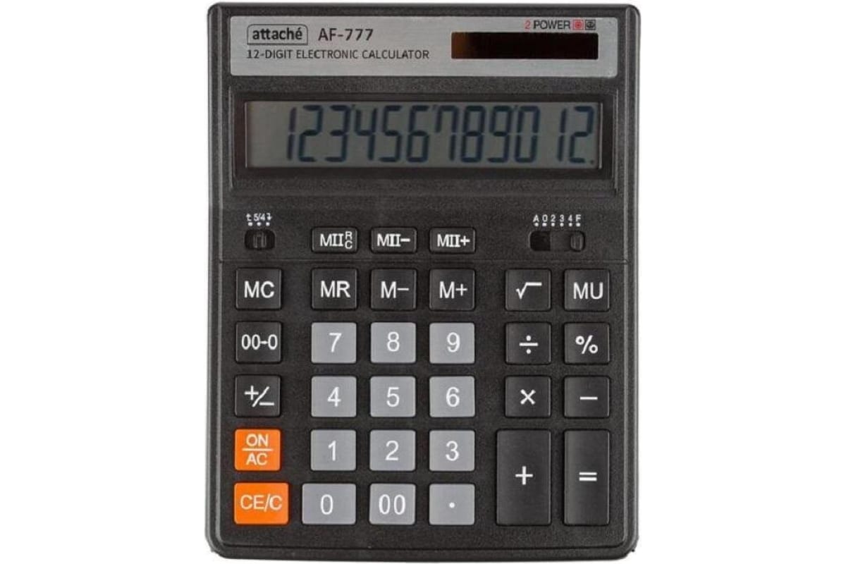 Калькулятор настольный Attache AF-777, 12 разрядов, черный