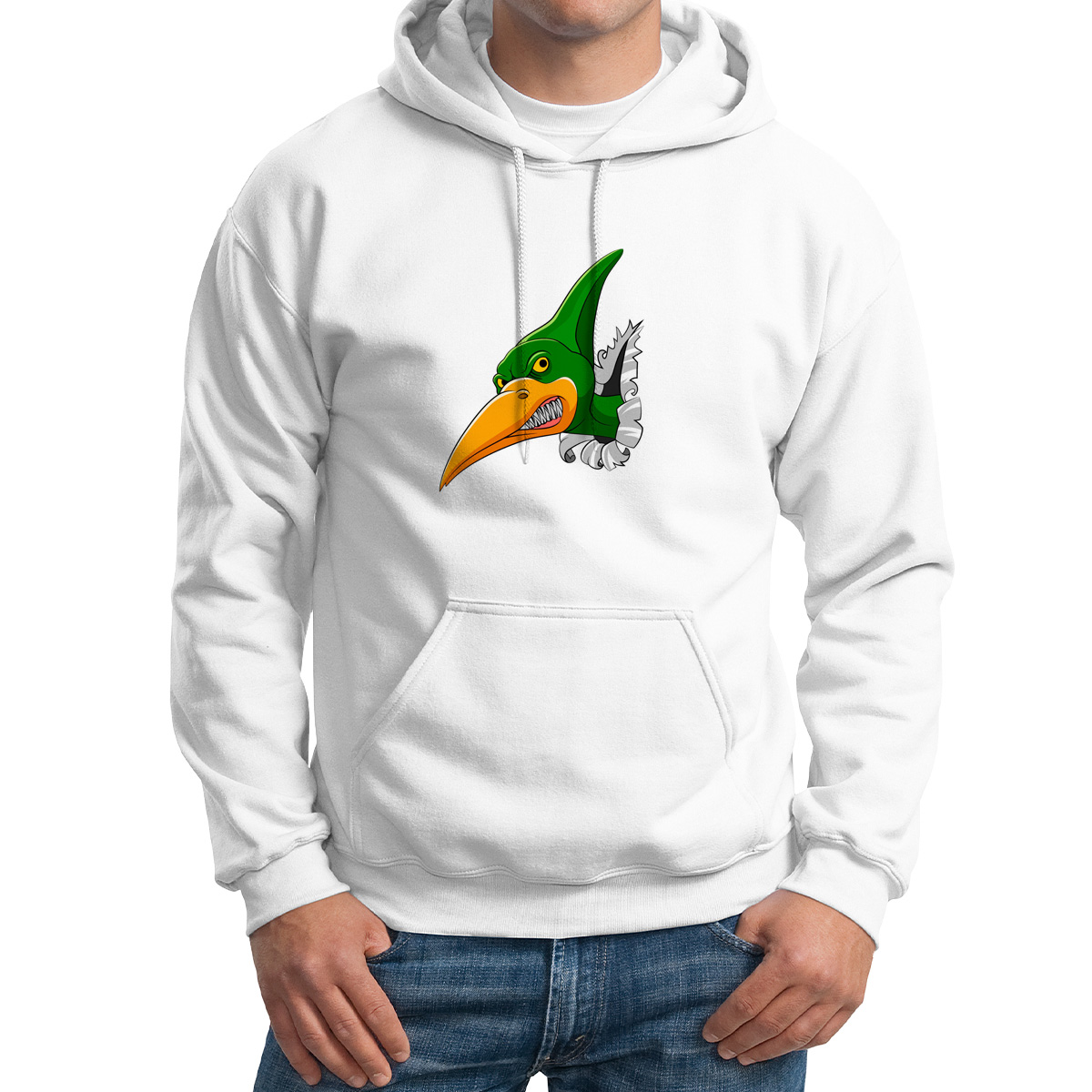 

Худи унисекс CoolPodarok Животные. Злая птица белое 54 RU, CX54M0541591