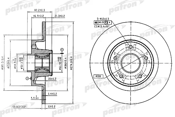 

Тормозной диск PATRON PBD7013