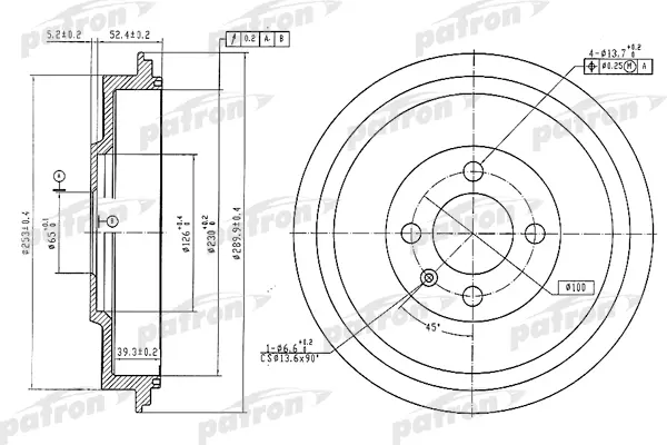 

Барабан тормозной задн SEAT: INCA 00- PATRON PDR1615