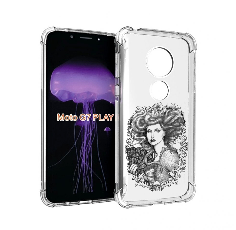 Чехол MyPads медуза черно белый для Motorola Moto G7 Play