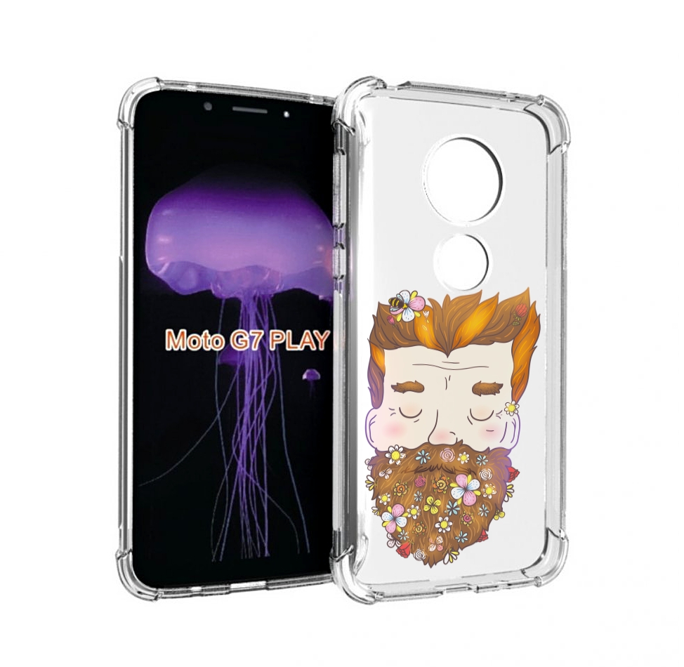 

Чехол MyPads мужчина с цветами в бороде для Motorola Moto G7 Play, Прозрачный, Tocco