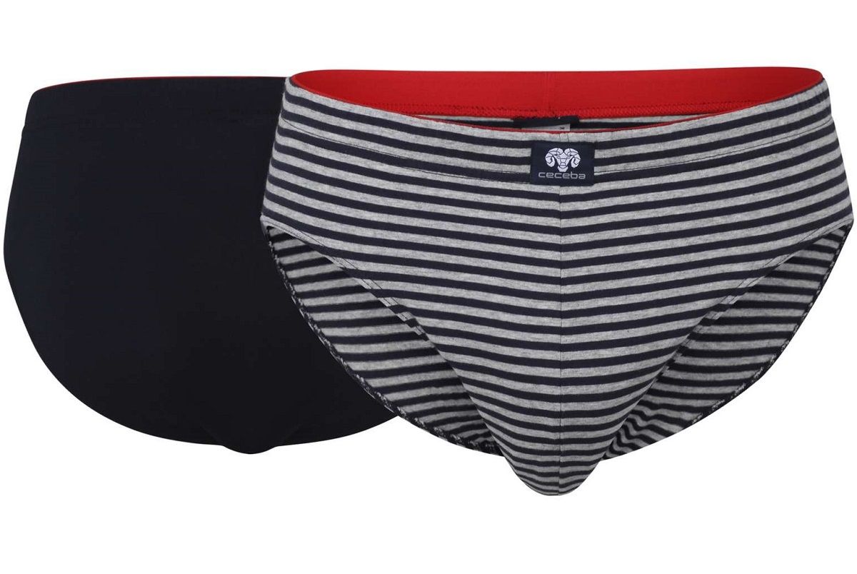 

Набор из 2 синих трусов-слип однотонных и в серую полоску L синий