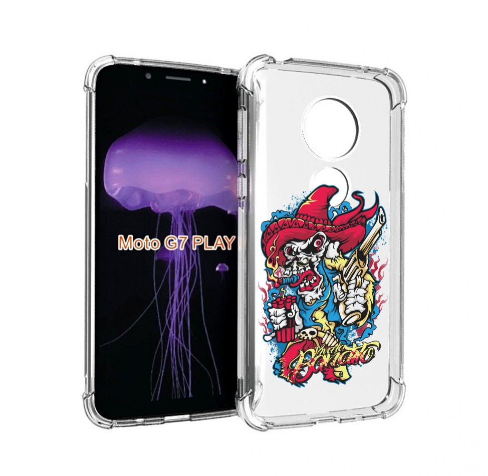 

Чехол MyPads нарисованный скелет с писталетом для Motorola Moto G7 Play, Прозрачный, Tocco