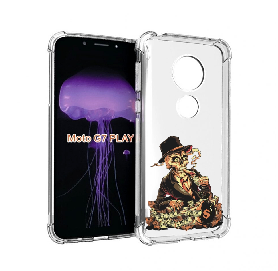 

Чехол MyPads нарисованный череп с сигаретой для Motorola Moto G7 Play, Прозрачный, Tocco