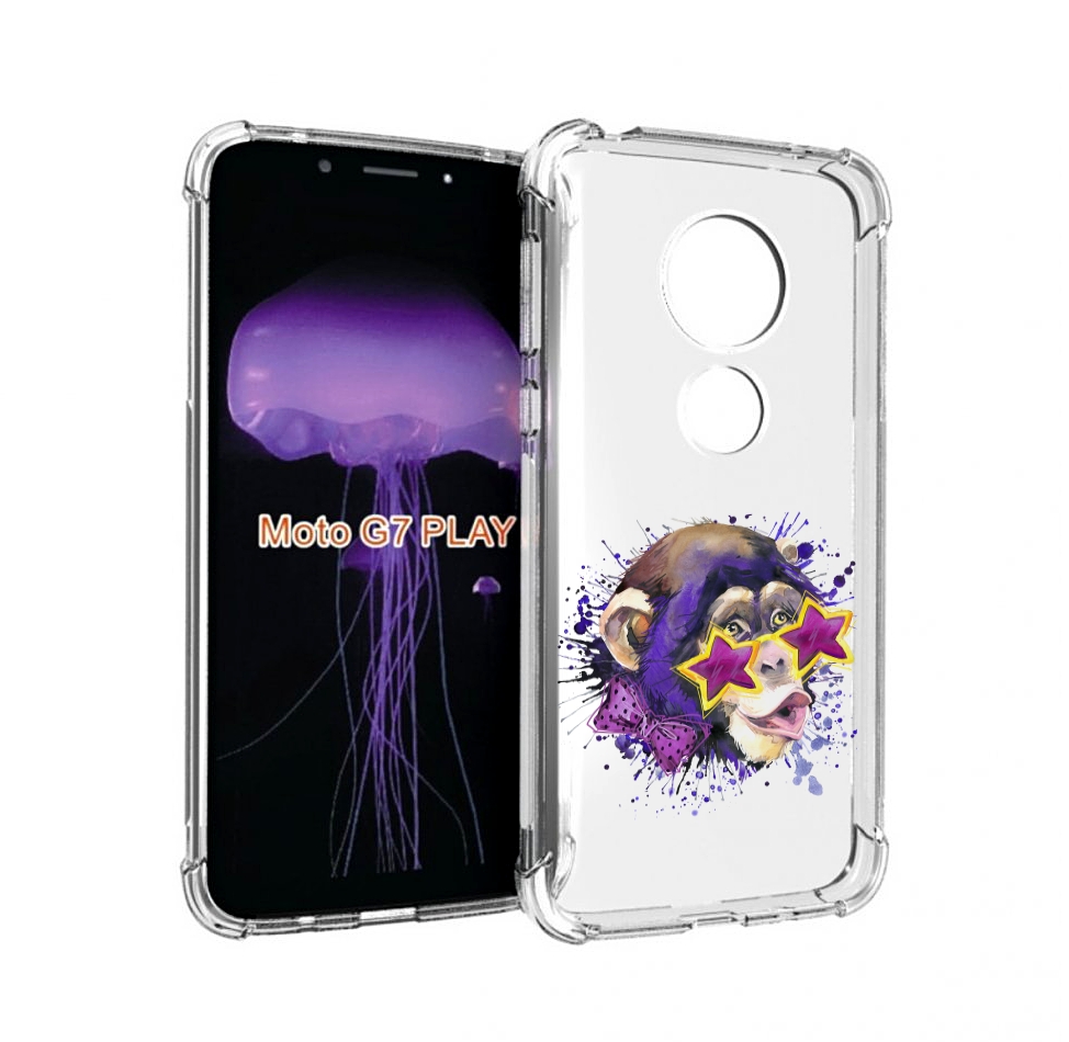 

Чехол MyPads обезьяна в очках для Motorola Moto G7 Play, Прозрачный, Tocco