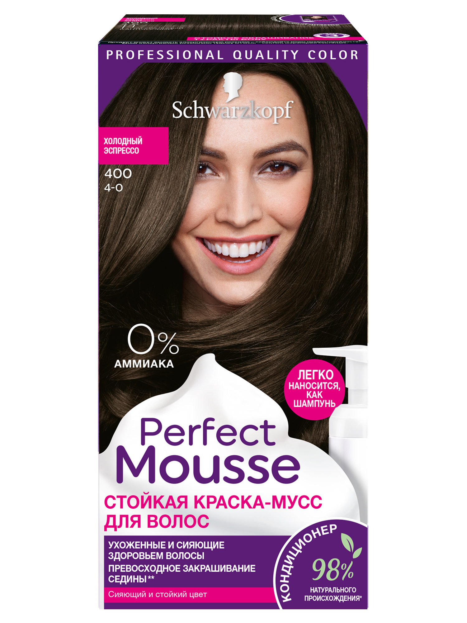 фото Стойкая краска-мусс perfect mousse для укладки волос, 400 92,5 мл schwarzkopf