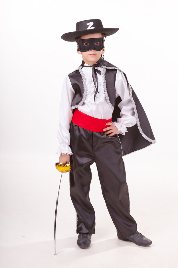 Карнавальный костюм Батик Зорро, цв. белый; черный р.128 карнавальный костюм батик заяц цв белый р 128