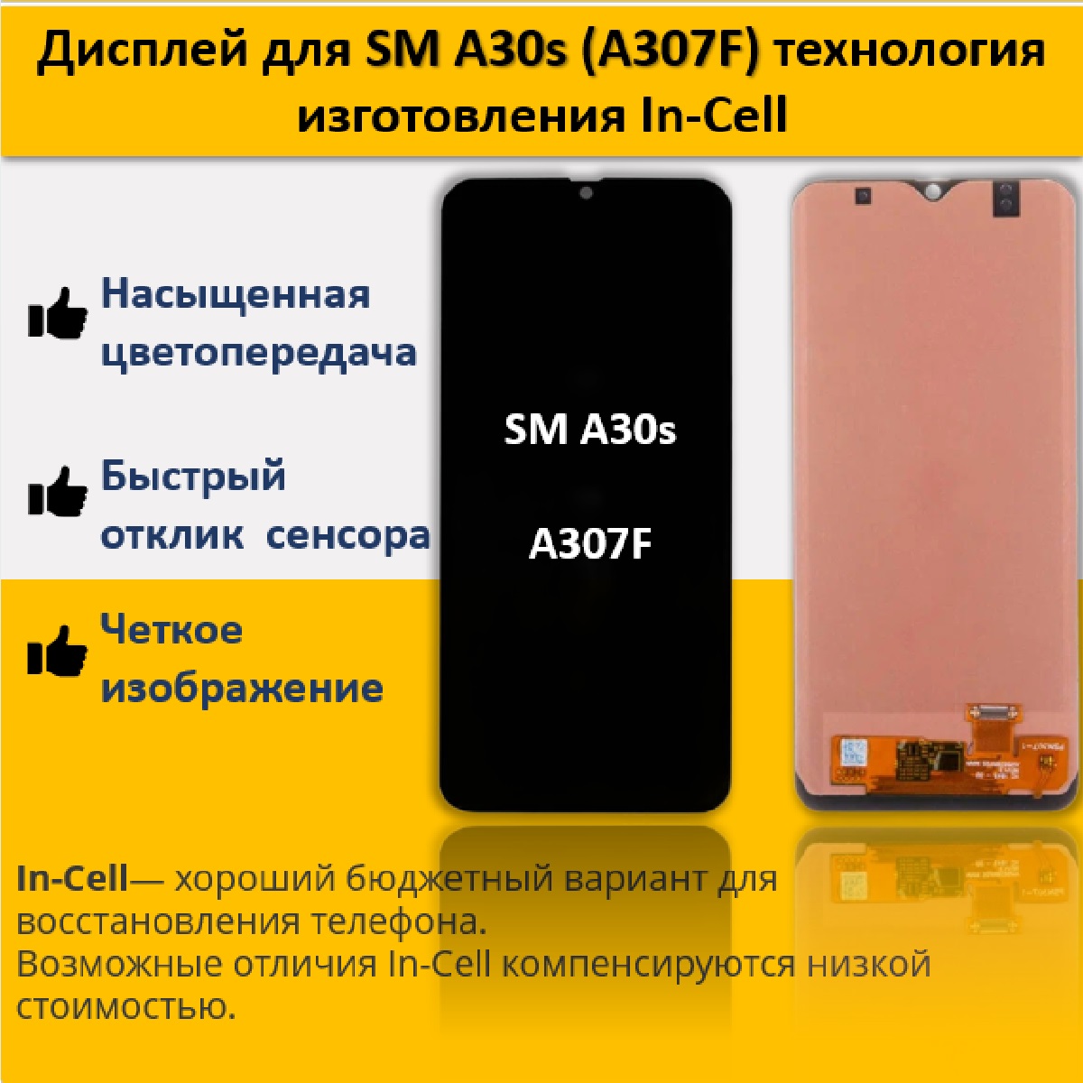 Дисплей telaks Samsung A30s для смартфона Samsung A30s черный