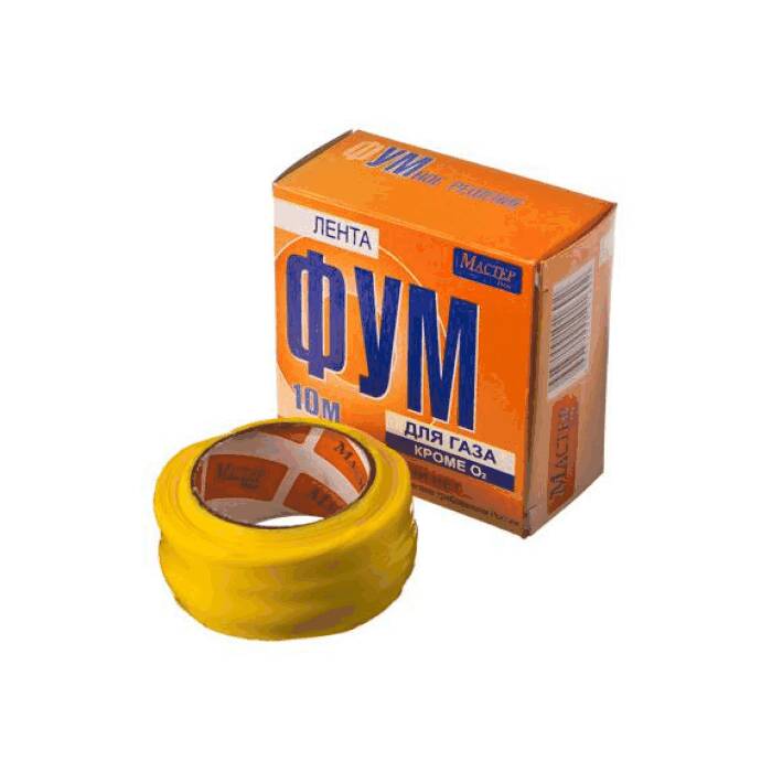 

Лента ФУМ PTFE 20ммх10-12м катушка 30гр желтая среда-газ Мастер Iine 008-0697