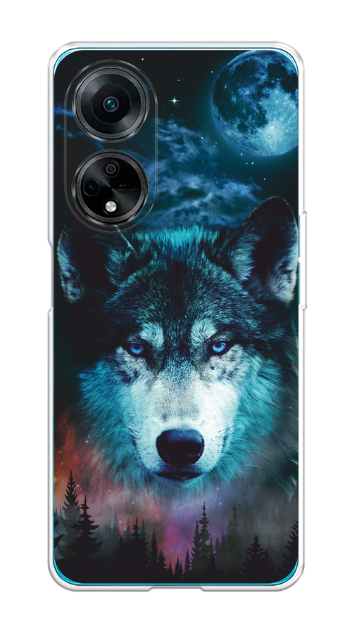 

Чехол на Oppo A98 "Лунный волк", Бирюзовый;розовый;синий, 2514450-1