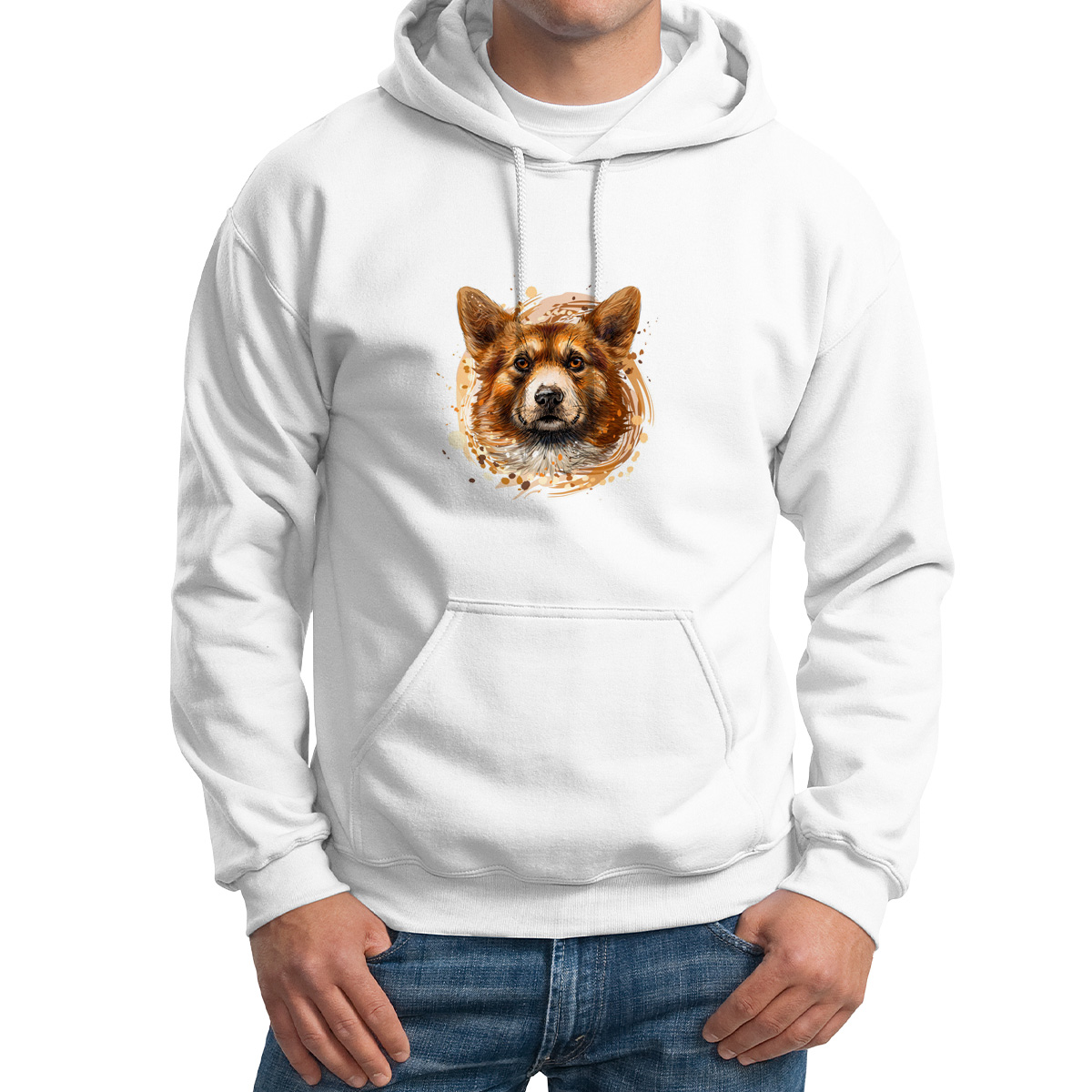 

Худи унисекс CoolPodarok Животные.Корги белое 54 RU, CX54M0541616