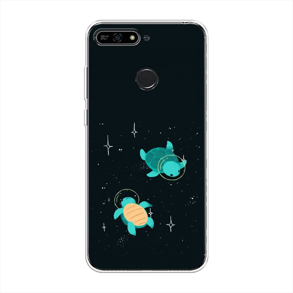

Чехол Awog на Honor 7A Pro "Черепашки космонавты", Черный;синий, 65450-4
