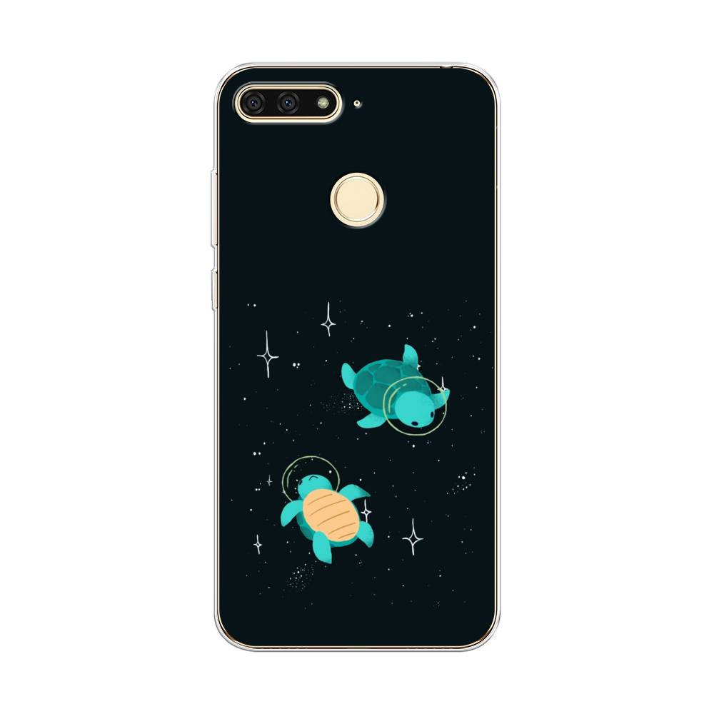 

Чехол Awog на Honor 7C "Черепашки космонавты", Черный;синий, 64550-4