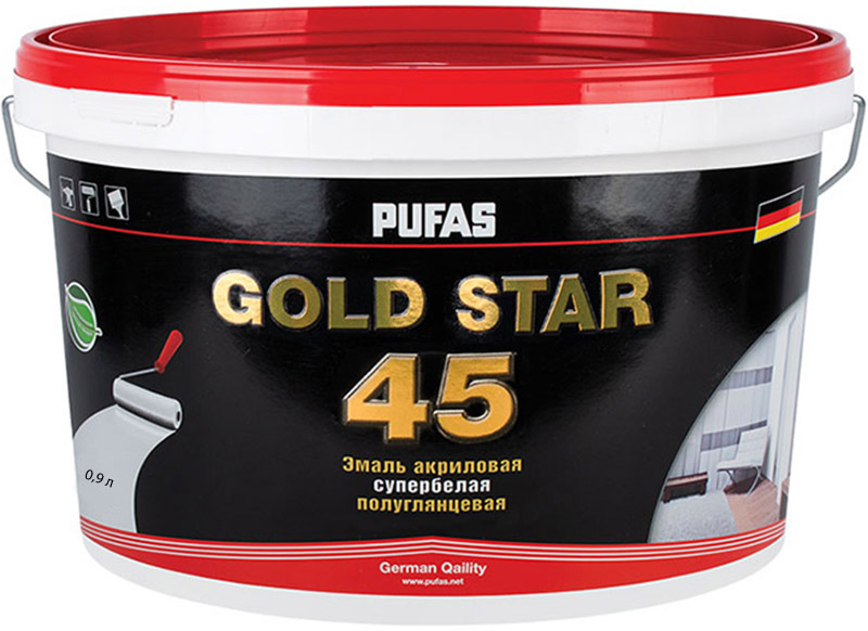PUFAS Gold Star 45 краска латексная моющаяся полуглянцевая (0,9л)