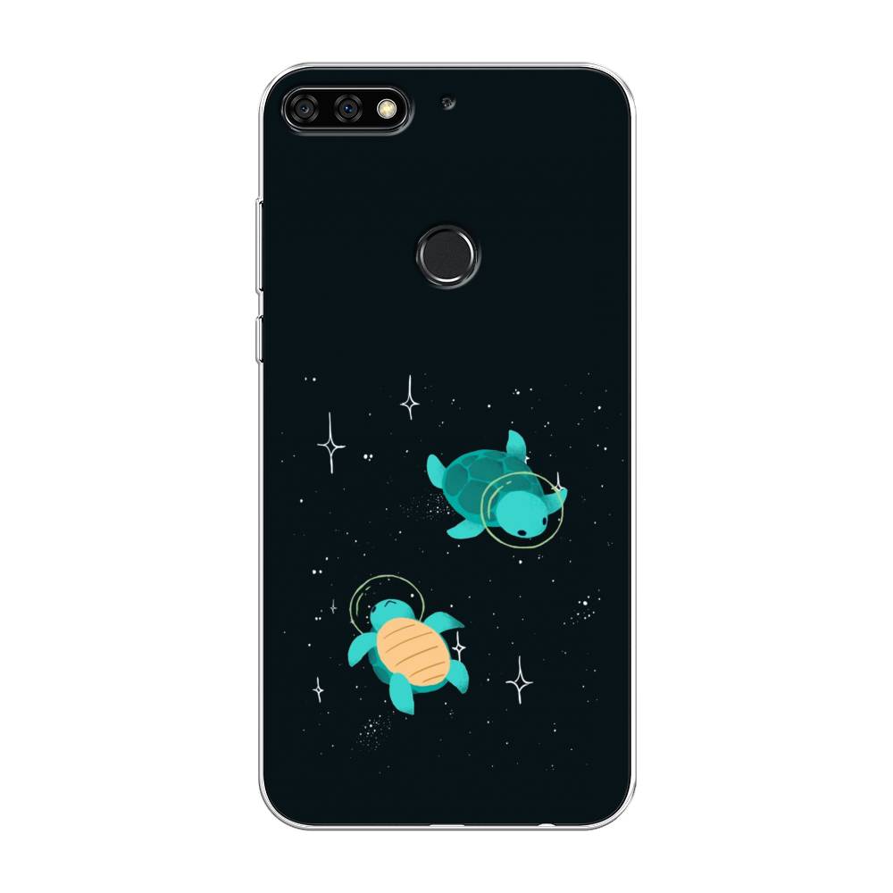 

Чехол Awog на Honor 7C Pro "Черепашки космонавты", Черный;синий, 65550-4