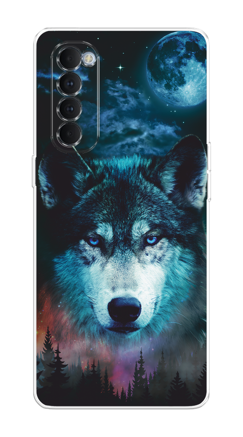 

Чехол на Oppo Reno 4 Pro "Лунный волк", Бирюзовый;розовый;синий, 258950-1