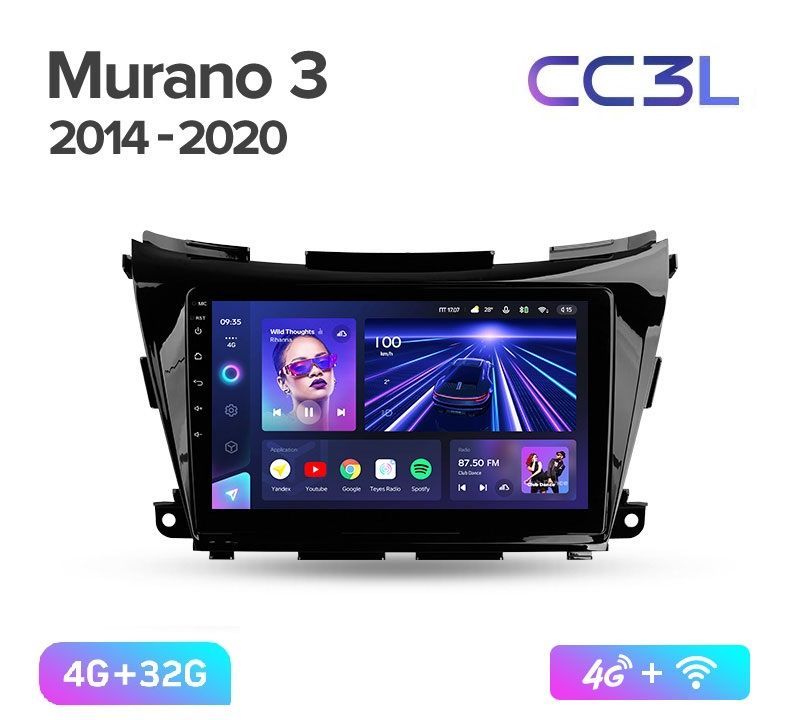 Магнитола TEYES NISSAN MURANO Z52 2014-2020 г. CC3L 4/32ГБ Android 10, IPS экран, DSP, 4G