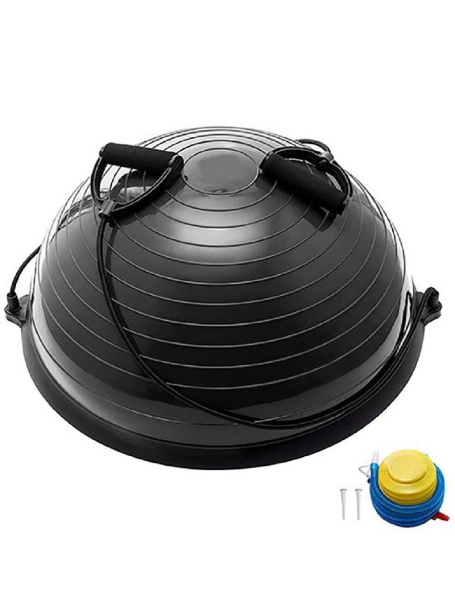 Полусфера BOSU Sportex BOSU055-24 гимнастическая 58см черная с эспандером и насосом