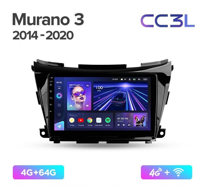 Магнитола TEYES NISSAN MURANO Z52 2014-2020 г. CC3L 4/64ГБ Android 10, IPS экран, DSP, 4G