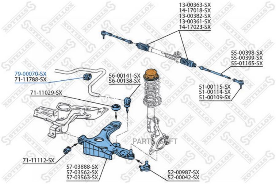 79-00070-SX_втулка стабилизатора переднего левая d22.7 VW Passat 88-96
