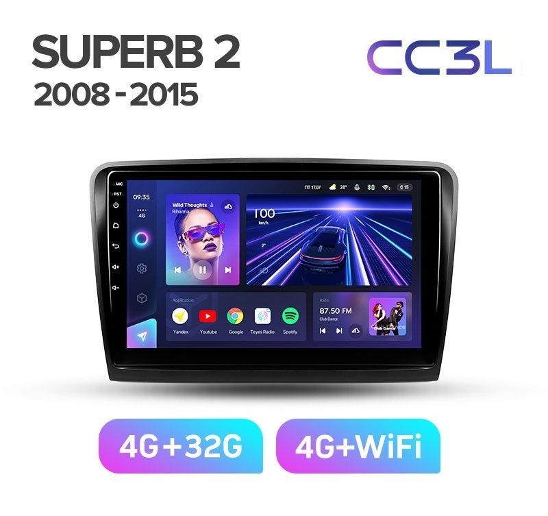 Магнитола TEYES SKODA SUPERB 2008-2015 г. CC3L 4/32ГБ Android 10, IPS экран, DSP, 4G модем
