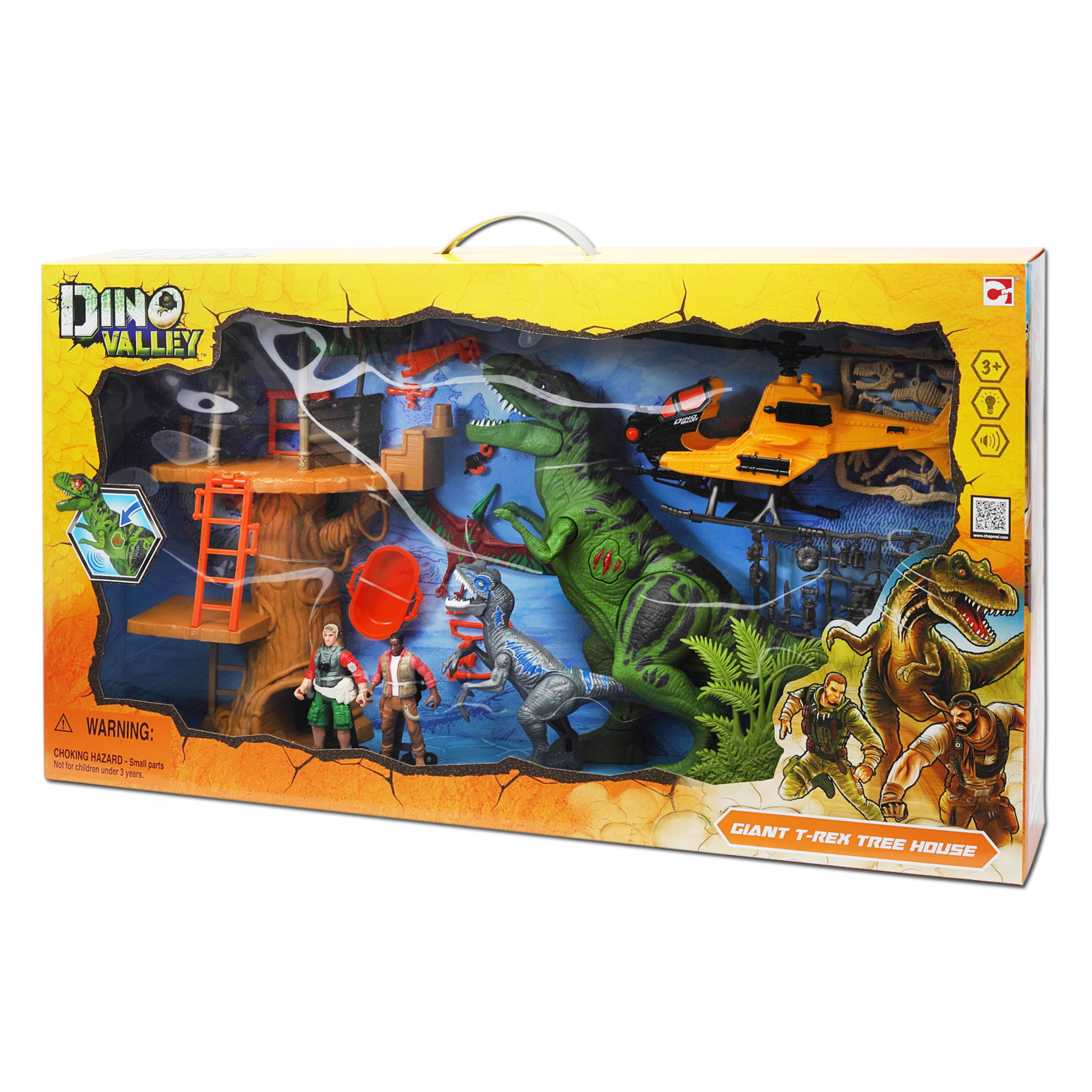 фото Игровой набор с динозавром chap mei охота на тираннозавра в джунглях, 21 см, свет, звук