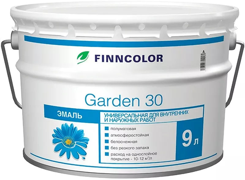 

FINNCOLOR Garden 30 base A алкидная эмаль для дерева и металла полуматовая (9л)