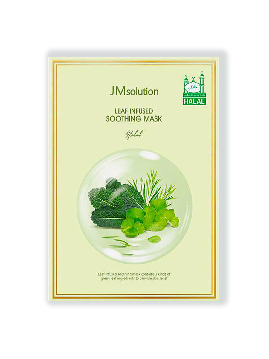 Противовоспалительная маска для лица JMsolution LEAF INFUSED SOOTHING MASK HALAL, 1 шт.