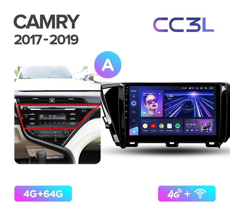 Магнитола TEYES TOYOTA CAMRY 70 2017-2019 г.(А) CC3L 4/64ГБ Android 10, IPS экран, DSP, 4G