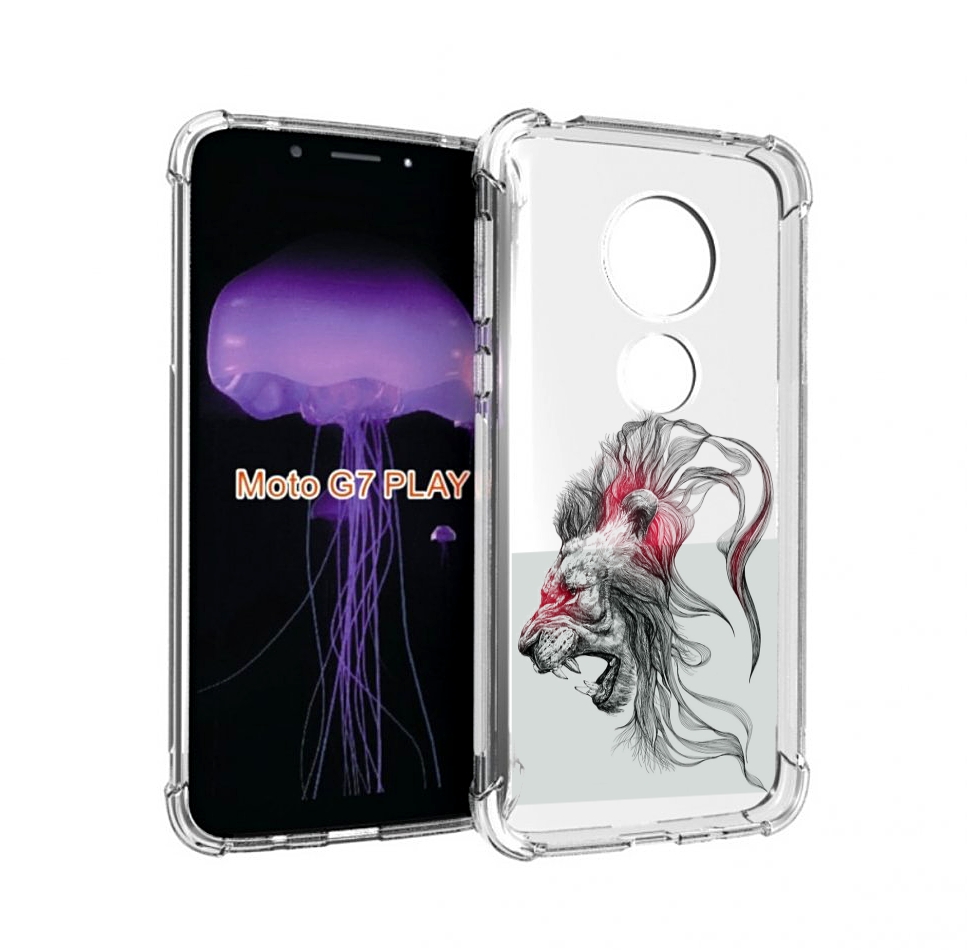 

Чехол MyPads разъяренный лев для Motorola Moto G7 Play, Прозрачный, Tocco